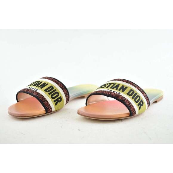 Christian Dior Dway Rainbow Multicolor Embroidered Logo Slide Flat Sandal 41.5 - Picture 10 of 12